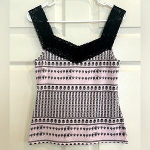 PARALLEL pink top with black lace